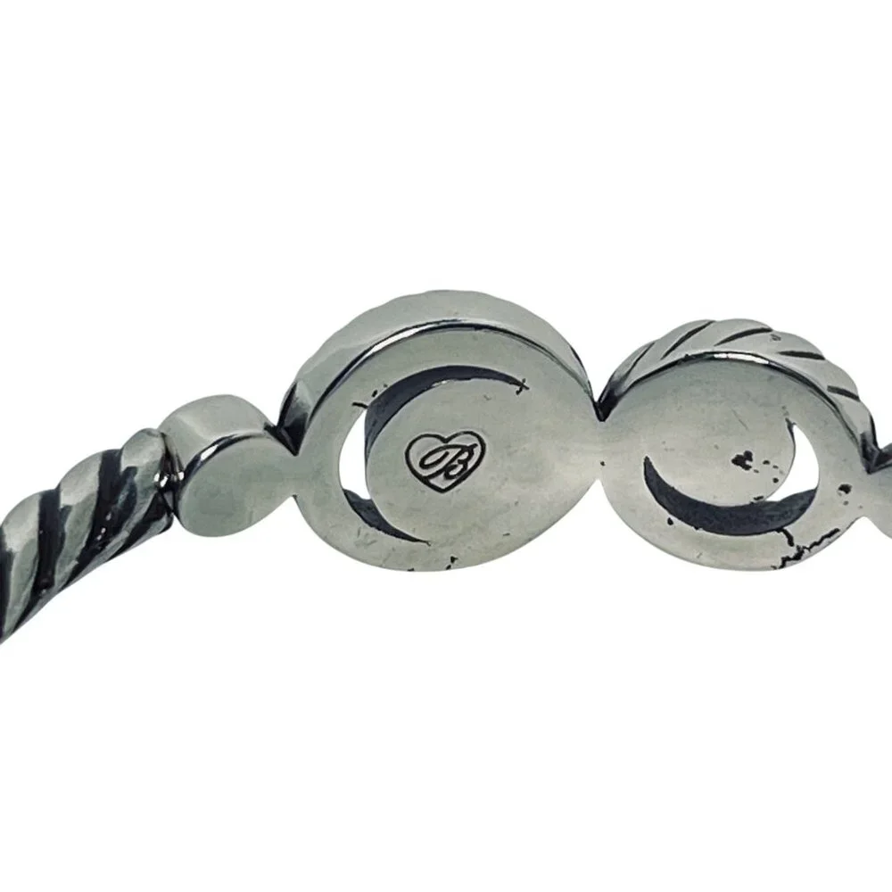 Brighton Halo Silver Tone Blue And Purple Hinged Bangle Bracelet (5935-1-2-3) - Picture 6 of 8